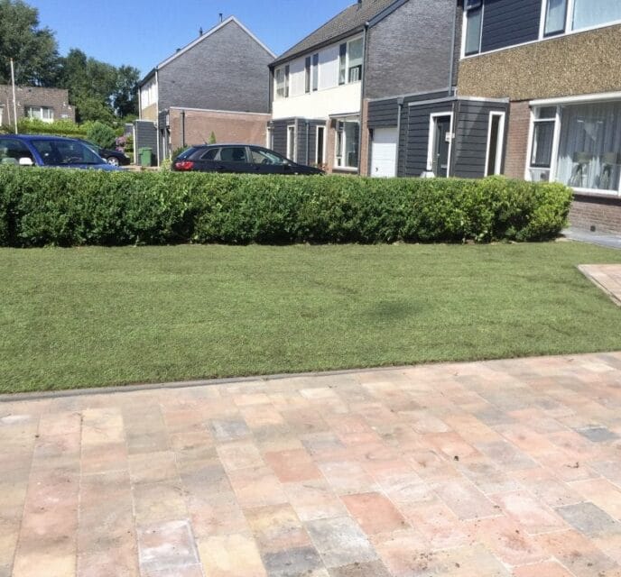 Onderhoudsvriendelijk tuin met graszoden in Winschoten