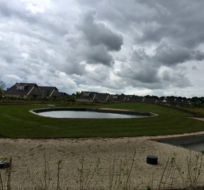 Graszoden rondom natuurlijke zwembad Witteveen
