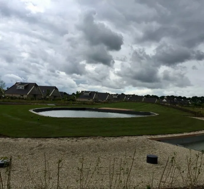 Graszoden rondom natuurlijke zwembad Witteveen