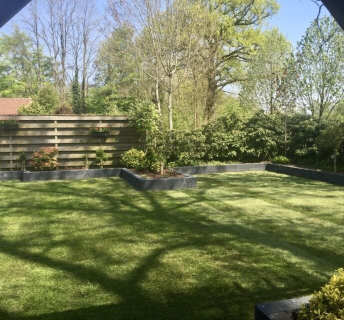 Graszoden aanleggen in strakke tuin in Tubbergen